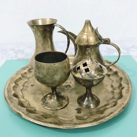 Vintage Solid Brass Set Made in India - Picture 2 of 7